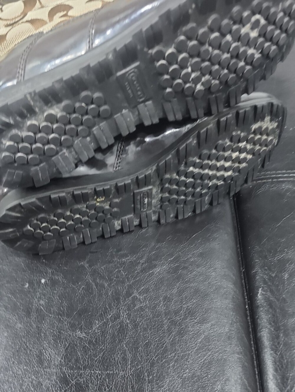 Coach Quilted Signature Logo Boots - Brown/Cream - Picture 12 of 14